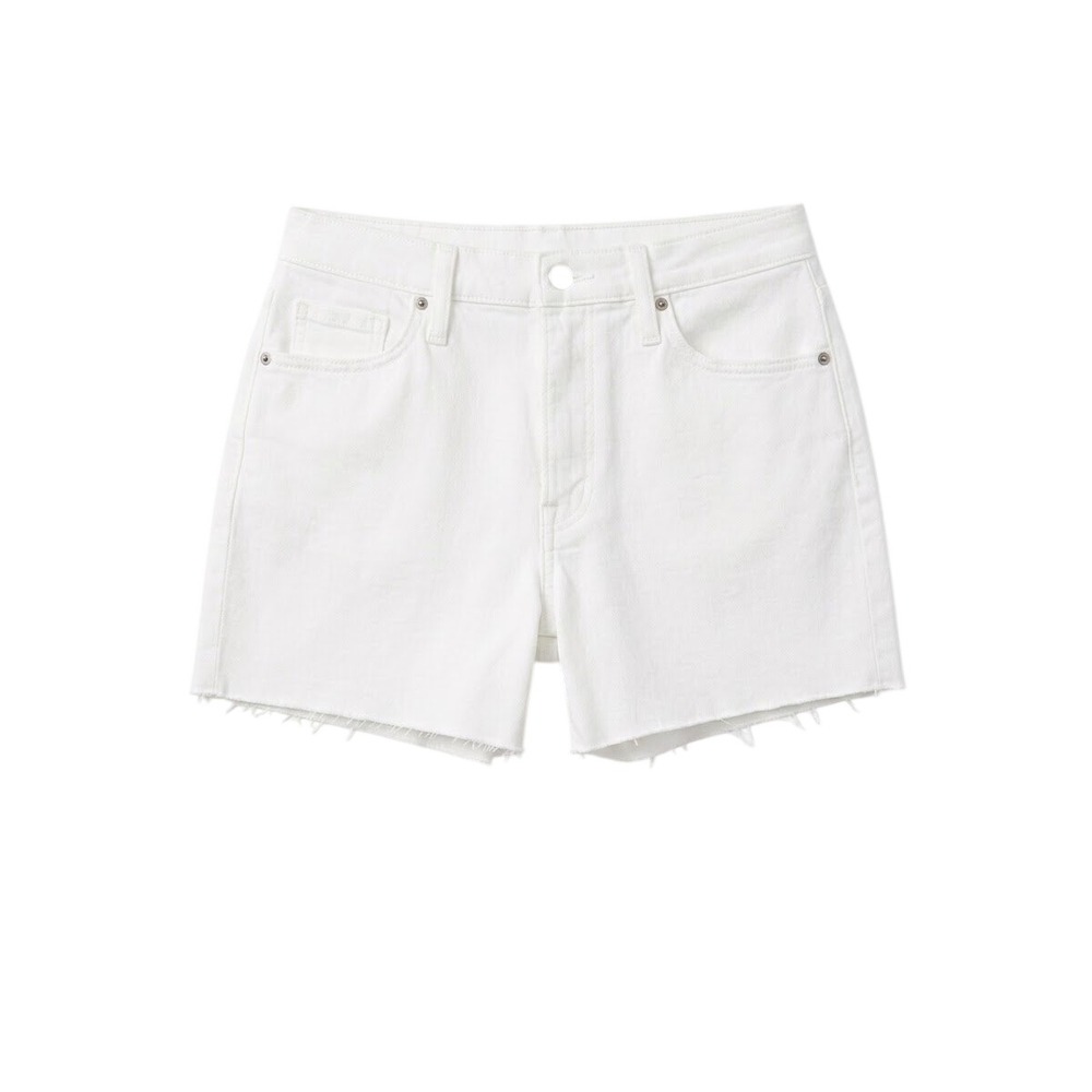 Universal Thread Midi Shorts Women 10 White High Rise Raw Hem Stretch Denim. NWT